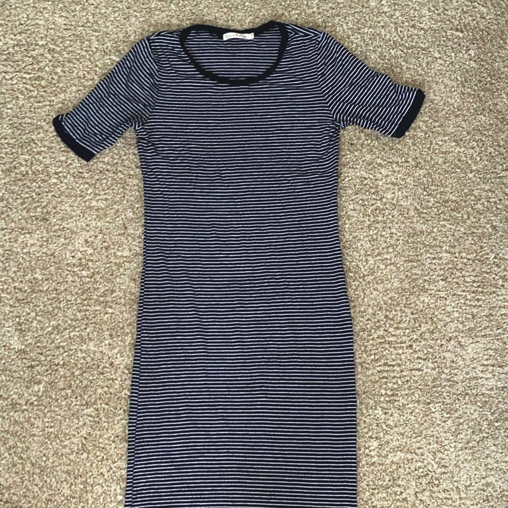 Black/White Striped T-Shirt Dress